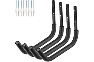 Kayak Storage Hooks, 15.3Inch Wall Mounted Garage Kayak Hanger, 2 Pairs Heavy Duty Canoe Garage Storage Utility Racks for Pad