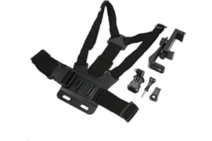 Keenso Action Camera Chest Harness Strap with Phone Holder for Live Streaming, Adjustable Chest Mount Strap for Smartphone, H