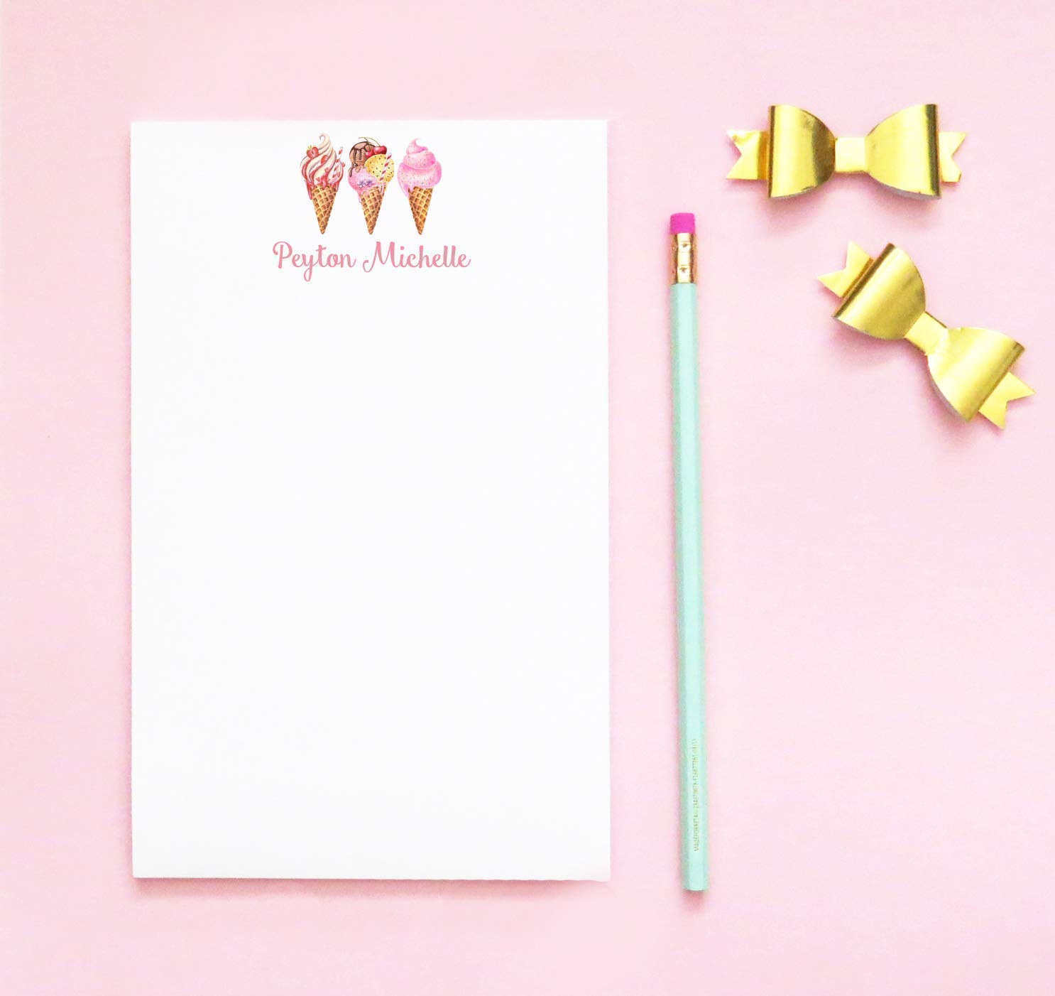 Ice Cream Notepad Set, Personalized Ice Cream Stationary