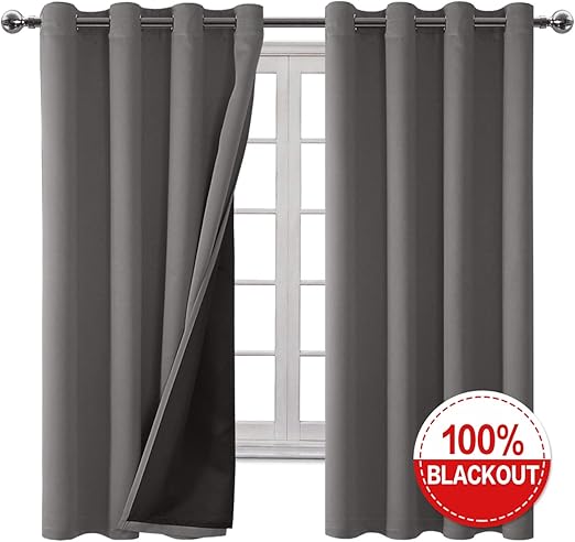 Amazon Com Hiasan Double Layer 100 Blackout Curtains For Bedroom