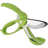 Trudeau Toss and Chop Salad Tongs, Stainless Steel - Multi-Function Salad Servers for Easy Tossing, Chopping, and Mixing - Durable and Ergonomic Design for Kitchen Use