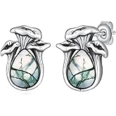 Mushroom Earrings 925 Sterling Silver Moss Agate Earrings Mushroom Jewelry Gift Decor for Women