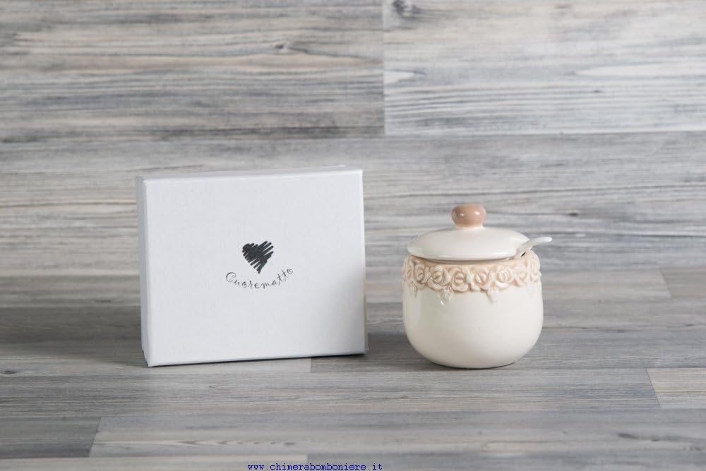CUOREMATTO Bomboniere Solidarity 2017 Bomboniere cuorecountry Sugar Bowl H9 x 10 Ceramic Wedding