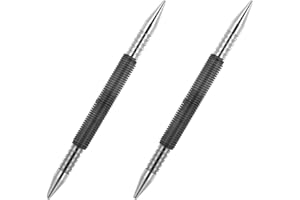 Grevosea 2 Pieces Spring Nail Set, Nail Set Tool and Hinge Pin Tool Dual Head Nail Setter Hammerless 1/8 1/16 and 1/32 Inch Spring Pin Punch Nail 3500 Psi Striking Force Door Pin Siding Removal Tool