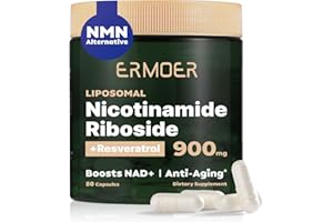 ERMOER NAD Resveratrol Supplement, NAD Nicotinamide Riboside Resveratrol 900mg, Liposomal NAD+ Supplements for Women & Man, NMN Supplement Alternative for Anti-Aging, Energy (80 Capsules)