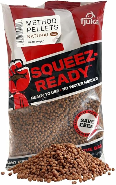 Fjuka Squeez-Ready Method Pellet 2mm 500g Ready-Prepped Carp Feeder