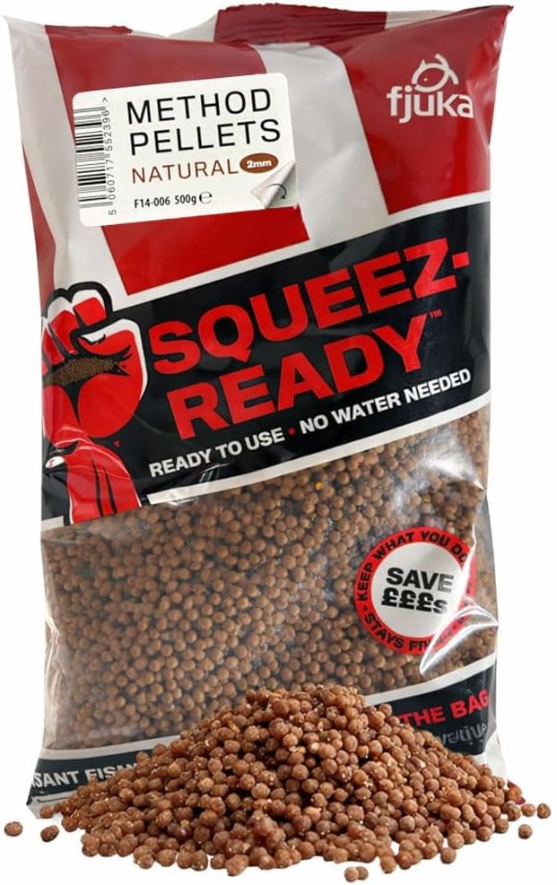 Fjuka Squeez-Ready Method Pellet 2mm 500g Ready-Prepped Carp Feeder
