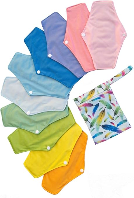 Serviette Hygienique Lavable Kit De 10 Serviettes Menstruelles Reutilisables 25 4cm Interieur Charbon De Bambou Assortiment De Couleurs Unies Mini Sac Amazon Fr Hygiasne Et Soins Du Corps