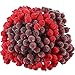 Tatuo 400 Pieces Artificial Berry Stems Frosted Holly 12 mm Fake Simulation Mini Berry Flower Fruit for Christmas Tree Decor Wreath DIY Wedding Party Favor(Red and Dark Red)