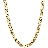 FB Jewels Solid 14K Yellow Gold 9.5mm Beveled Curb Chain Bracelet/Anklet