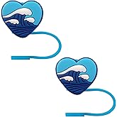 STRACOUPI Sea Waves Silicone Straw Covers for Stanley Cup, Reusable, Cute Straw Toppers Accessories for Tumblers, 2PCS Decorative & Personalized Straw Cover Cap (a)