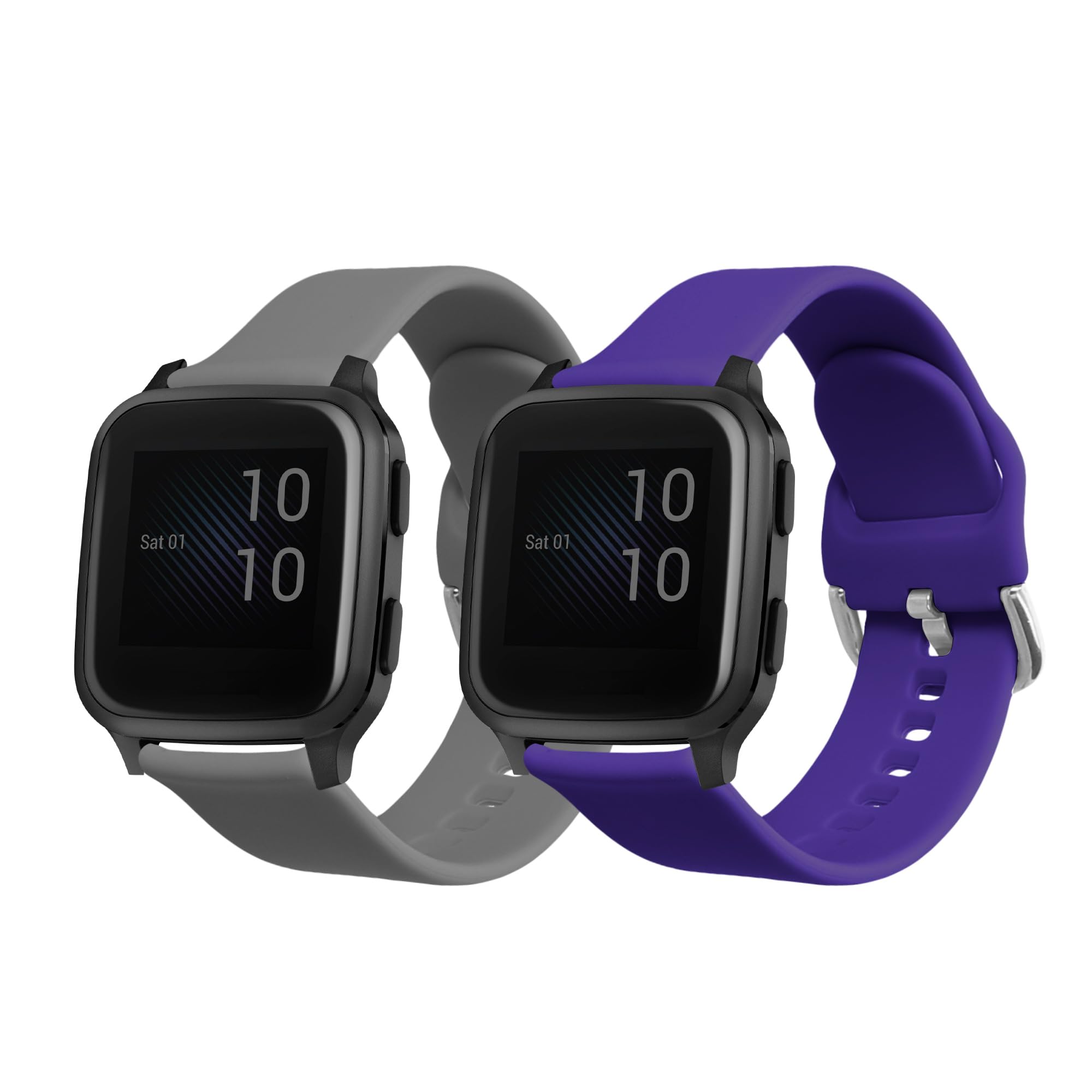 kwmobile Watch Strap Set Compatible with Garmin Venu Sq Music/Sq - 2x TPU Silicone Fitness Tracker Sports Band - Size Small (S)