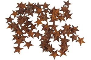 FIREFLY IMPORTS Metal Rustic Stars Christmas Decor, Rust, 100-Pieces (1-1/2-Inch)
