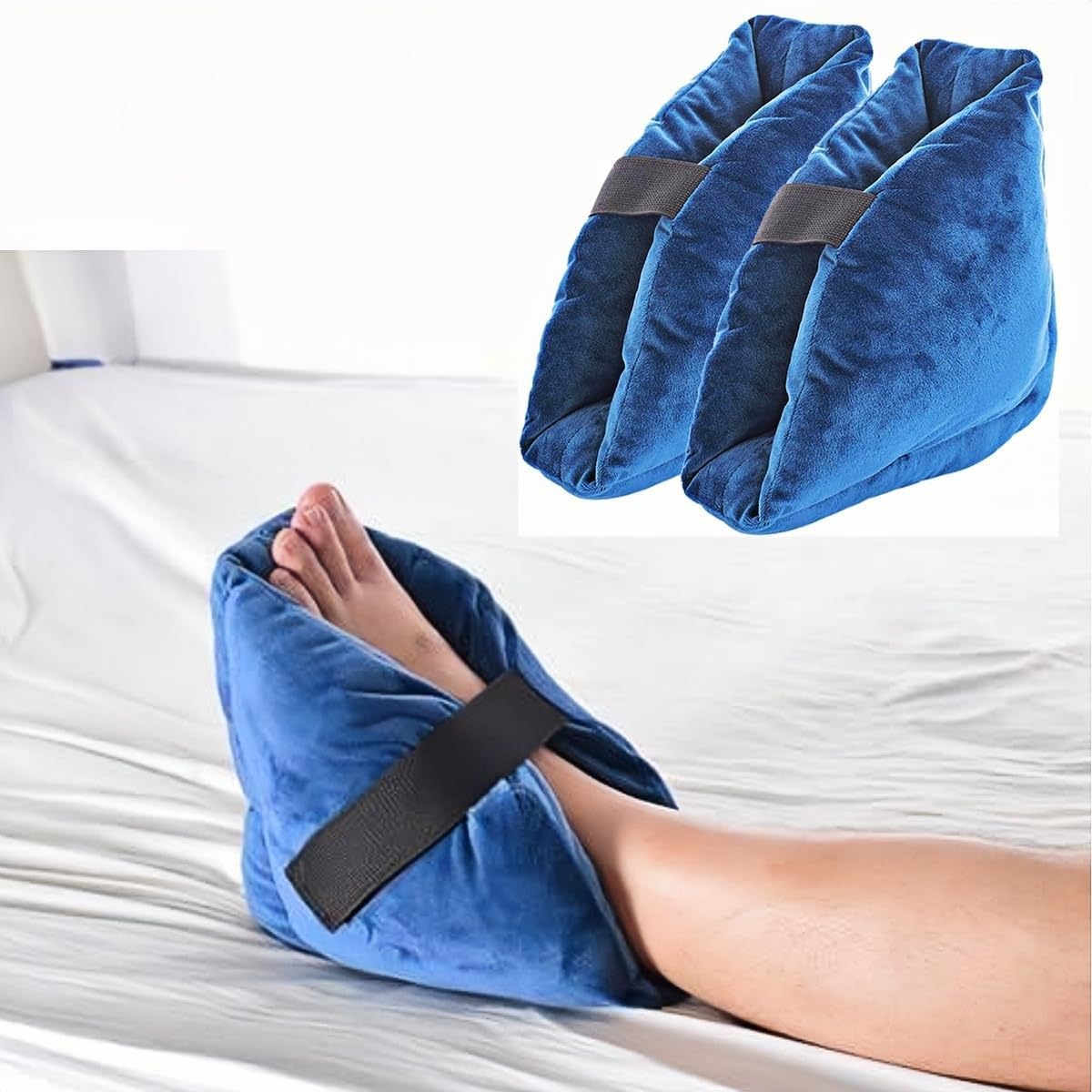 2PCS Heel Pillows Heel Protectors for Bed Sores Heel Pressure Relieve Cushion Anti Bed Sore Pad Leg Rest Ulcer Elevator Foot Ankle Support Pillow for Elderly Wheelchair Bedridden Patients