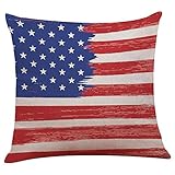 July 4th Patriotic Vintage American Flag Pillow Case Cotton Linen Cushion Cover Couch Throw Pillow Case Sofa Home Decor Patio Pillow Cover, Hidden Zipper Closure (Multicolor D)