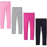 DOCHY Baby Girls' 4-Pack Leggings Cotton Basic Legging for Kids Fitting Long Pant Girls Toddler Active Leggings