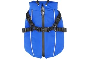 Fiveda Dog Winter Coat Reflective Water-Resistant Jacket, Fleece Lined Windproof Puppy Coat with Back Zipper & D-Ring, Cold Weather Dog Coats for Small Medium Dogs (M,Blue)
