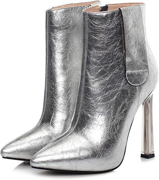 ladies silver ankle boots
