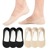 floconssy No Show Socks Womens Nylon Non Slip Low Cut Invisible Liner Footies Thin Silk Socks for Flats Loafers 6 Pairs