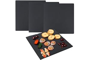 IHDYPPEW Slate Cheese Boards, Pack of 4 12" x 12" Slate Plates, Black Charcuterie Boards - Natural Stone Serving Tray with So