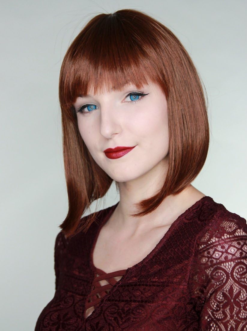 Prettyland C748 Bob Cut Wig Short-hair Ombre Shoulder Length Naturally Straight Brown Copper-red, C748 Braun kupfer-rot - Image 5