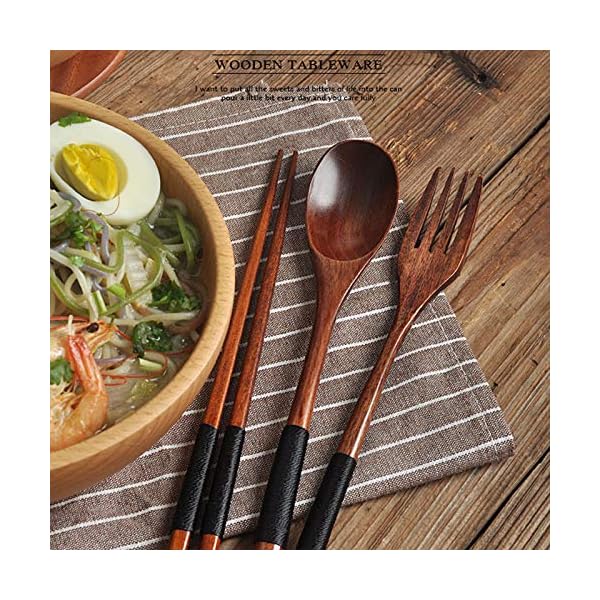 Wooden-Spoon-Fork-Chopsticks-Set-Handmade-Japanese-Style-Utensils-Elegant-Tableware-Set-for-Camping-Picnic-Office-or-Home-Black Wooden Spoon Fork Chopsticks Set Handmade Japanese Style Utensils Elegant Tableware Set for Camping, Picnic, Office or…