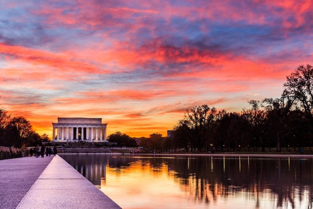 Sunset at The Lincoln Memorial Washington DC Photo Photograph Cool Wall Decor Art Print Poster 36x24