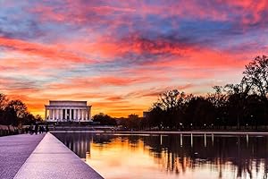Sunset at The Lincoln Memorial Washington DC Photo Photograph Cool Wall Decor Art Print Poster 36x24