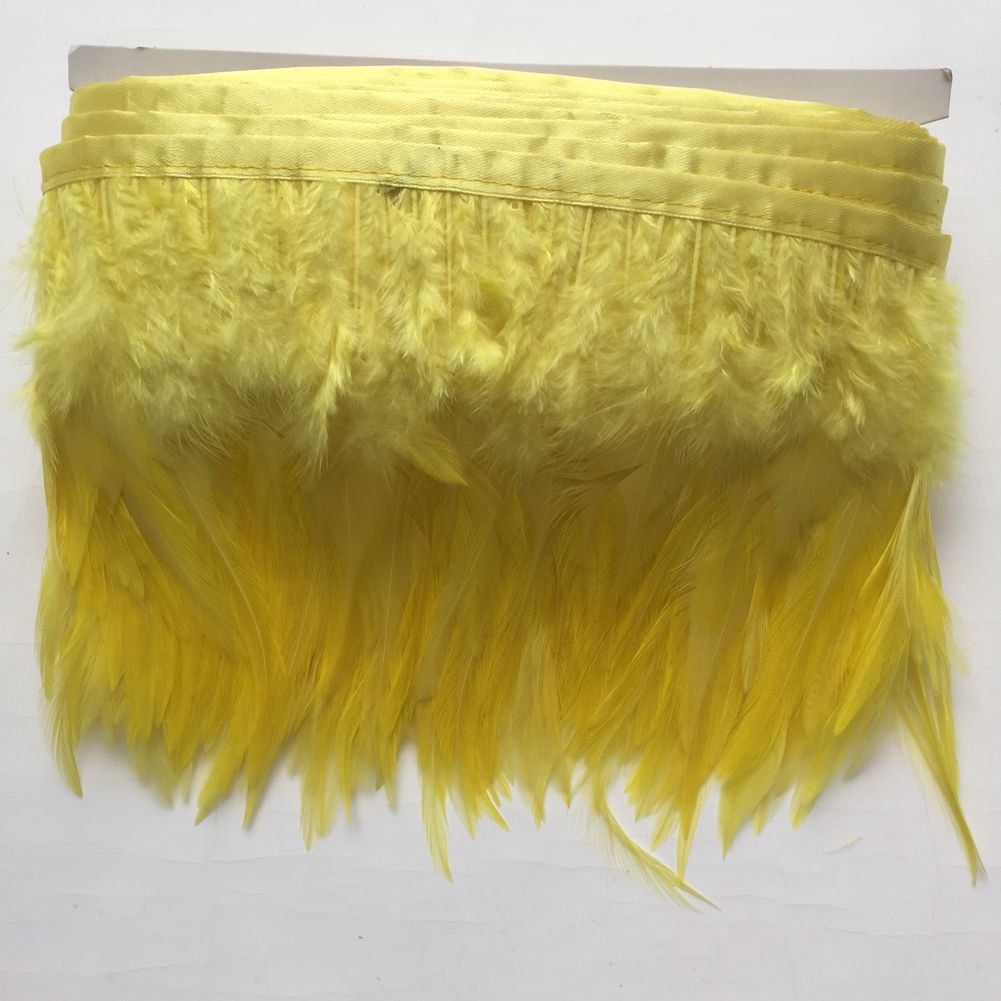 Sowder Rooster Hackle Feather Fringe Trim for Custume Dress Decoration Pack of 5 Yards(Yellow)