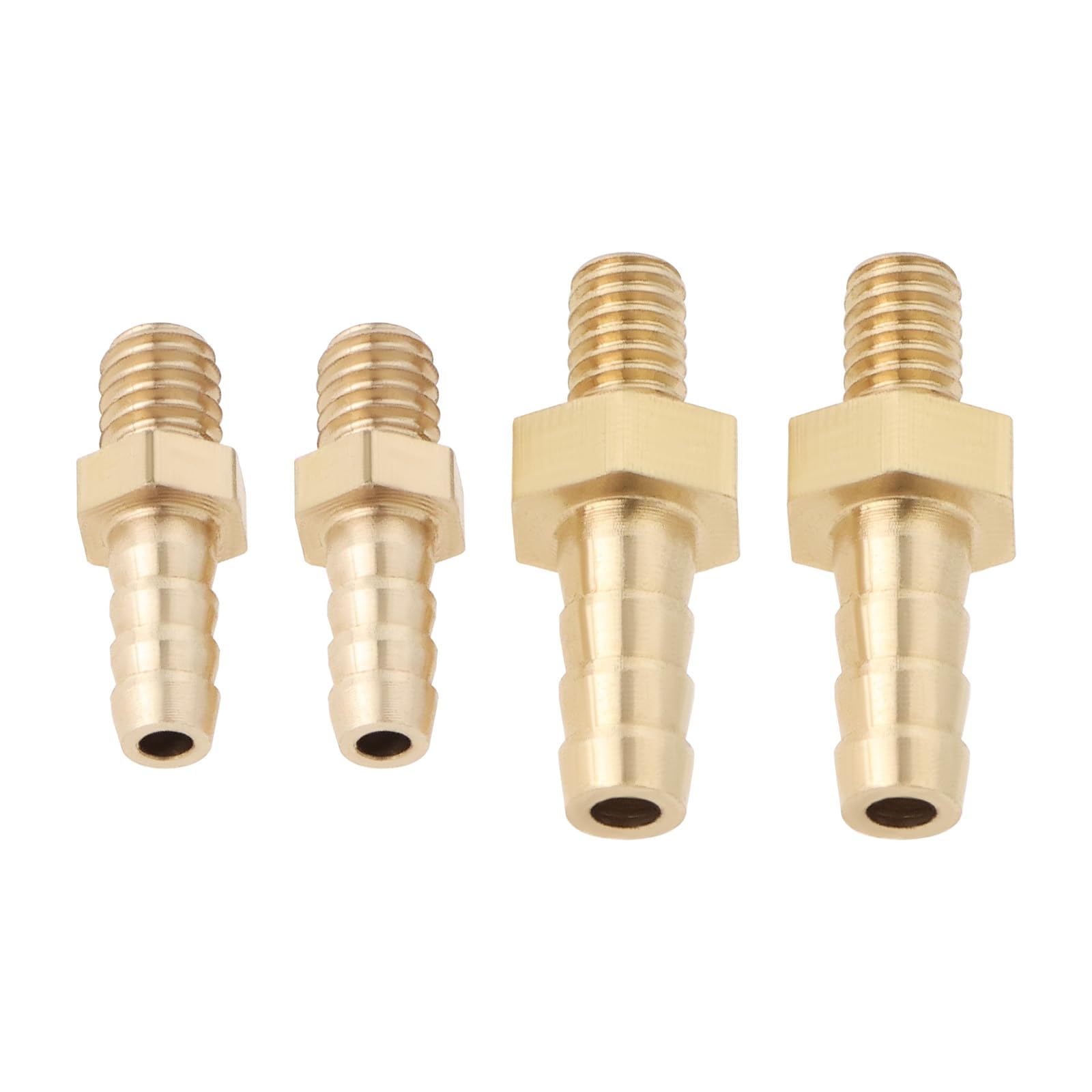 LT Easiyl 4PCS Brass Barb Hose Tail Connector Metric M4x0.7-3mm and M4x0.7-4mm for Pond Pool Hose Pipe Adapters Hose Barb Tail Connector Male Thread Pipe Fitting Gold