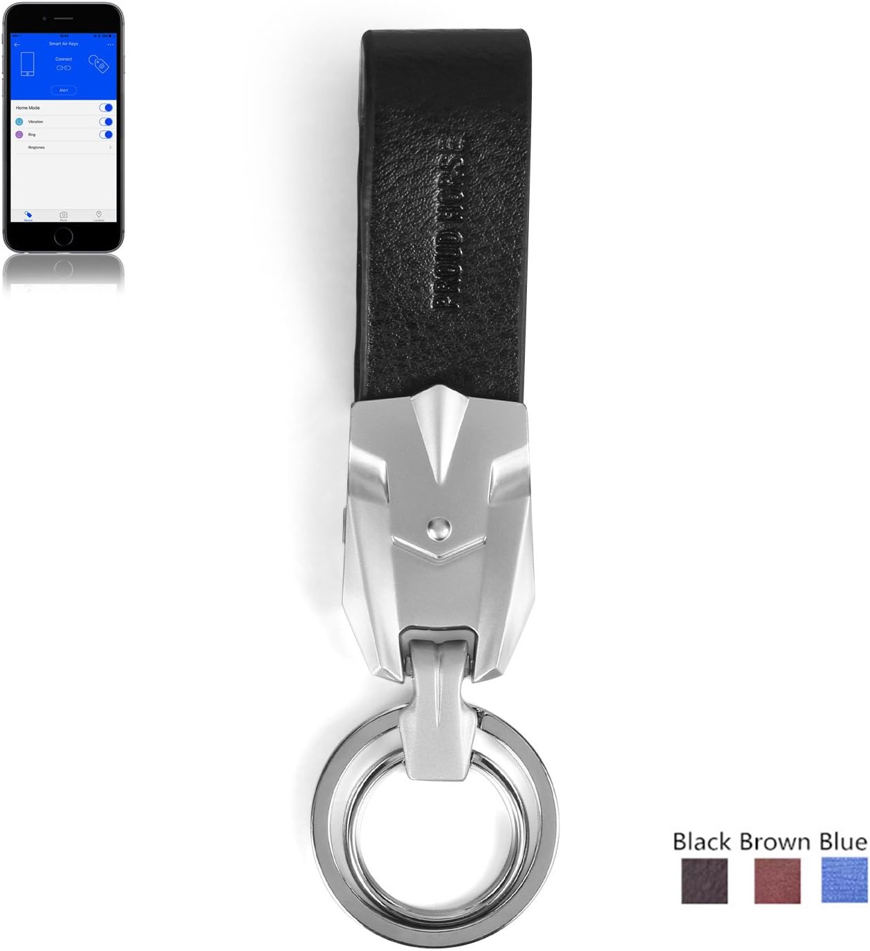 Car Keychain Key Rings Finder Smart Keyfob Holder Heavy Duty Metal Made Genine Leather Key Chain for Men