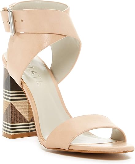 nude stacked heel
