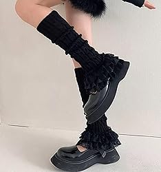Leoparts Women's Knit Leg Warmers Y2K Bow Lace Trim