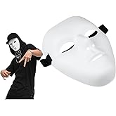 Nicky Bigs Novelties Masquerade White Mask, Blank DIY Costume Accessory | White Plastic Blank Face Mask, Full-Coverage DIY Design, One Size Fits Most, Perfect Halloween Accessory