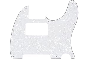 Musiclily 8 Hole Guitar Telecaster Pickguard Humbucker HH Scratch Plate for Fender USA/Mexican Standard Tele Parts, White Pearl 4 Ply