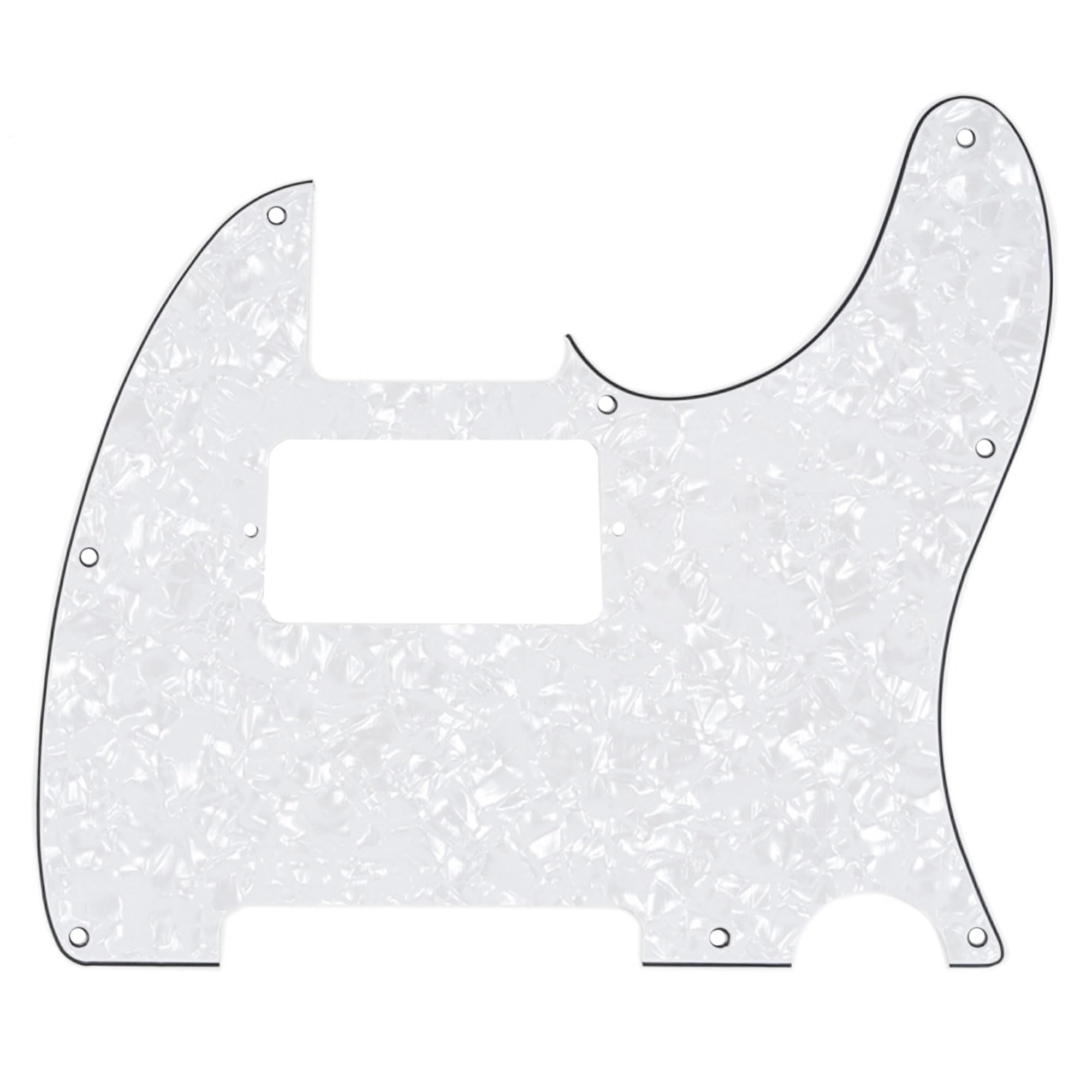Musiclily 8 Hole Humbucker Tele Pickguard HH Scratch Plate for Fender USA/Mexican Standard Telecaster Modern Style Electric Guitar,4Ply White Pearl — image 1