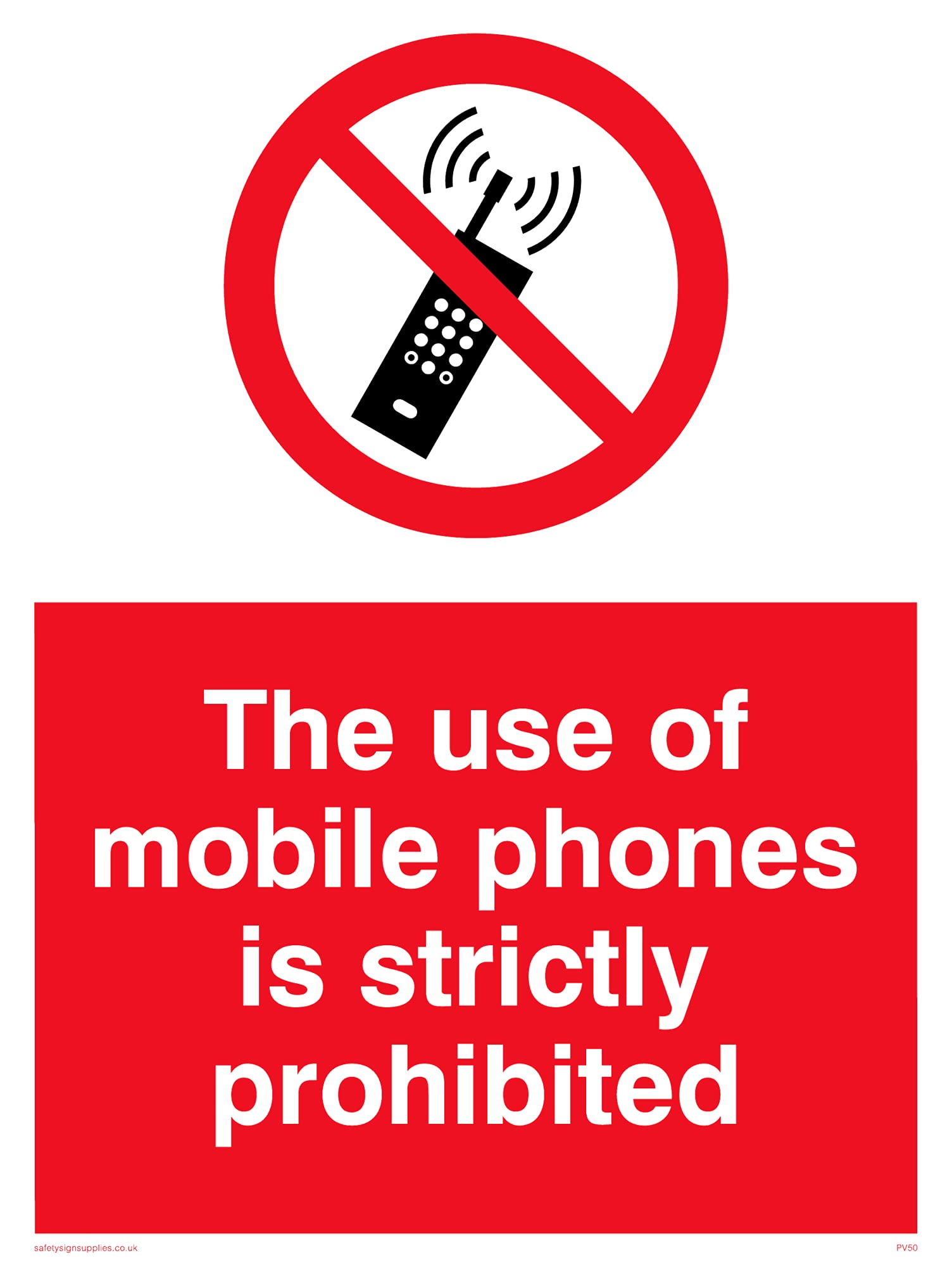 Pack of five - Mobiles Strictly Prohibited Sign - 150x200mm - A5P