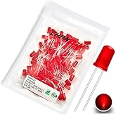 CHANZON 100 pcs 5mm Red Diffused LED Diode Lights(DC 2V 20mA) | (Colored Lens Round) Lighting Bulb Lamps Electronics Components Indicator Light Emitting Diodes DIY PCB Arduino breadboard