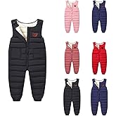 Toddler Boys Girls Snow Pants Kids Snow Suit Bibs Puffer Winter Warm Zip Up Baby 0ne Piece Snowsuit Waterproof Overalls