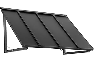 Awntech 3' Houstonian (44"-24"-24") Standing Seam Metal Fixed Awning, Black