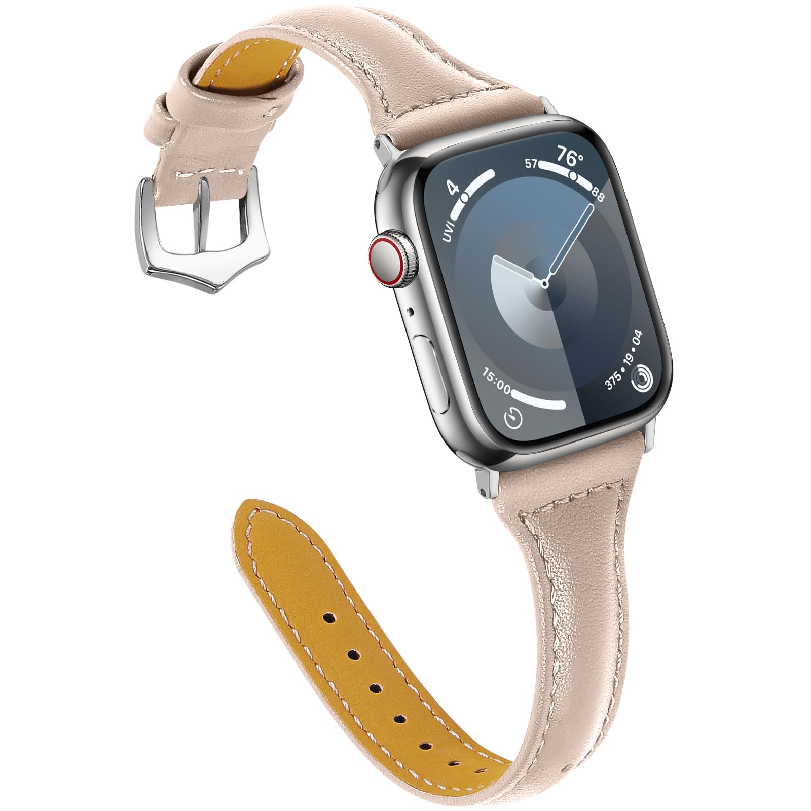 Photo 1 of OULUCCI Compatible Apple Watch Bands For women 38/40/41/42/44/45/46/49mm, Top Slim Grain Leather Band Replacement Strap For iWatch Ultra SE SE2 Series 10/9/8/7/6/5/4/3/2/1