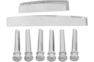 Ciieeo Metal Acoustic Guitar Bridge Saddle Nut Pins Set, Silver Acoustic Guitar Replacement Parts