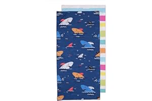 QQP Microfiber Kids Beach Towels & Pouch,60"x30"Lightweight Sand Free Quick Dry Beach Towels for Kids,Personalized Cute Double Sided Patterns Travel Towels for Boys & Girls（Sharks）