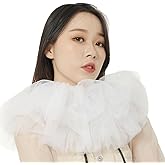 KOGOGO Clown Tulle Ruffled Collar Retro Renaissance Neck Ruff Cotton