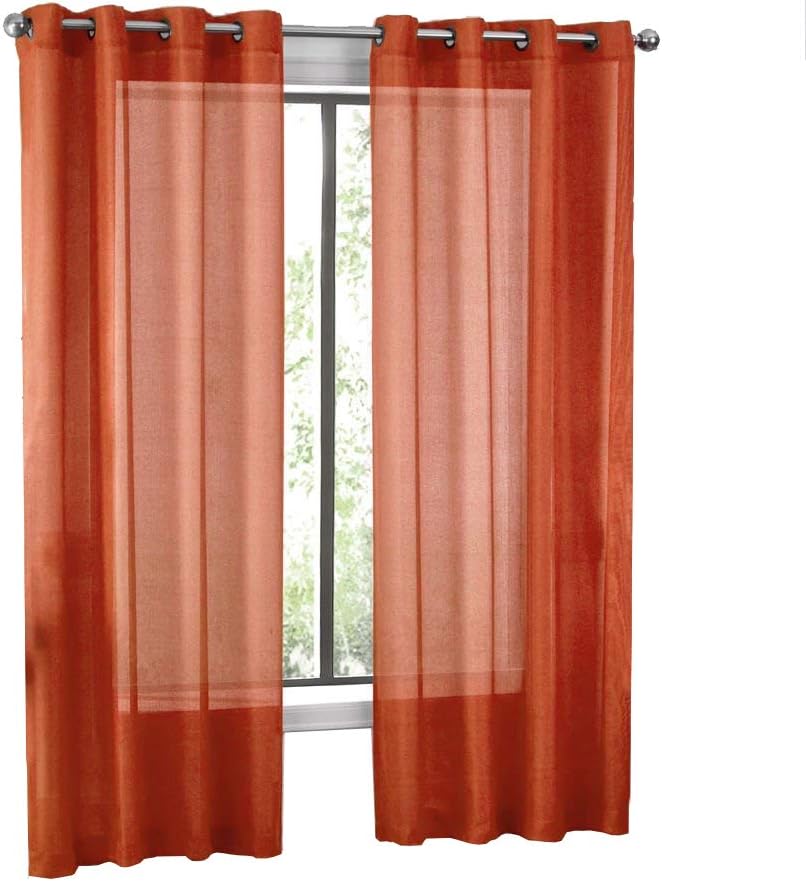 GoodGram 2 Pack Ultra Luxurious High Woven Elegant Sheer Grommet Curtain Panels - Assorted Sizes & Colors (Spice, 84 in. Long)