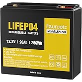 12V 20Ah Deep Cycle LiFePO4 Battery,12 volt lithium phosphate battery for Camping,Fish Finder, Scooter, Security System, Ride on Toys Automotive Replacement Batteries,UPS etc Rechargeable Lit