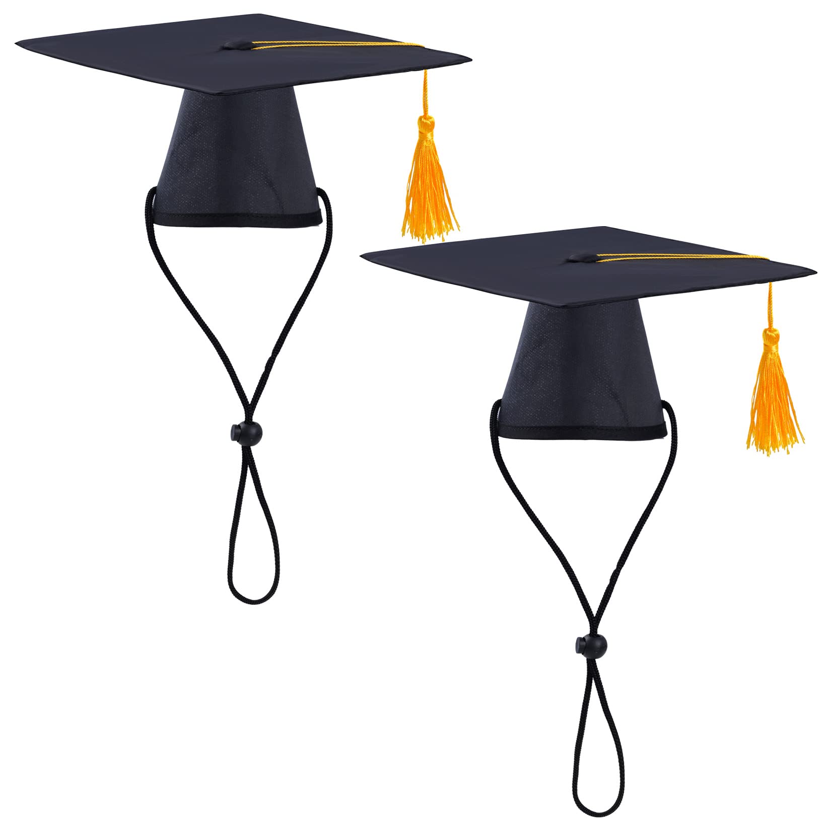 Photo 1 of SUMERSHA 2Pcs Pet Graduation Caps Small Dogs Black Graduation Hats with Yellow Tassel Pet Graduation Costume for Puppy Dogs Cats Party Outfits Accessories