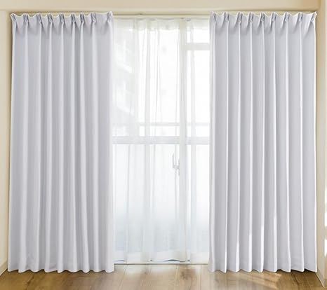 Amazon Co Jp 5色ｘ128サイズから選べる カーテン 遮光 1級 断熱 保温 洗える 形状記憶 ドレープカーテン 幅100cm 丈 150cm 2枚組 ホワイト ホーム キッチン
