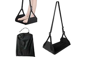 Meagtlva Airplane Foot Hammock with 3 Bamboo Boards,Travel Foot Rest for Airplane Car Seat,Portable Memory Foam Plane Foot Ha