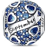 LongLuck 925 Sterling Silver Birthstone Charms fits Charms Bracelets for Woman，with 5A Cubic Zirconia Dangle Pendant Bead,Happy Birthday Charms for Bracelet and Necklace Valentine's Day Mother's Day Gift